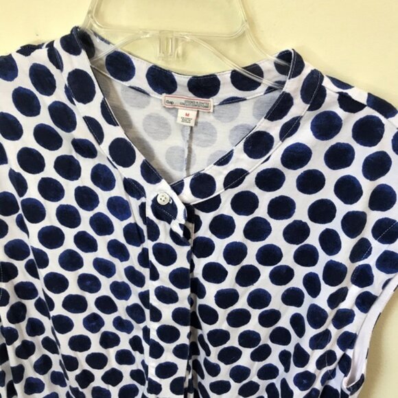 GAP Vintage Polka Dot Drop Tie Waist Pockets Cotton Dress Shirt T-shirt Mini Top - Picture 6 of 14